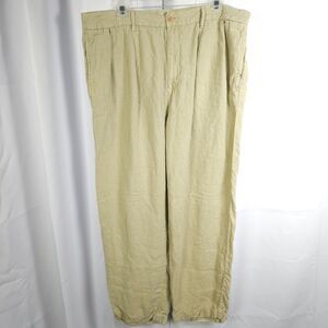 Nautica Rigger Mens 36x30 Beige 100% Linen Classic Fit Chino Khaki Pants Trouser